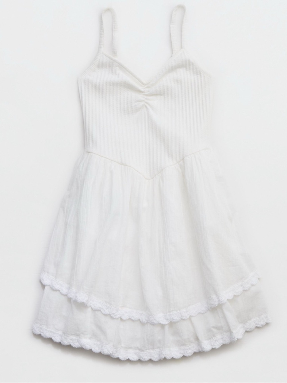 White Sleeveless Ruffle Hem Dress